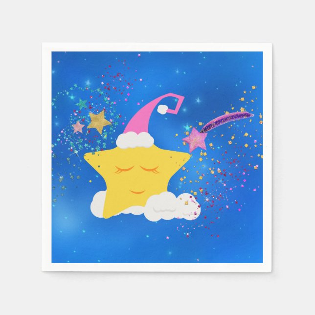Sleepy Star Blue Starry Sky Napkin (Front)