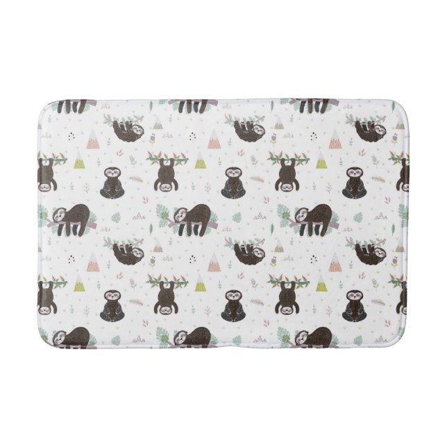 Sleepy Sweet Sloth Pattern Bath Mat (Front)