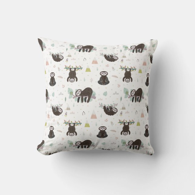 Sleepy Sweet Sloth Pattern Cushion (Front)