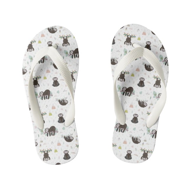 Sleepy Sweet Sloth Pattern Kid's Thongs (Footbed)