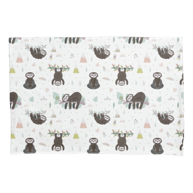 Sleepy Sweet Sloth Pattern Pillowcase (Front-Left)
