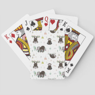 Sleepy Sweet Sloth Pattern Playing Cards