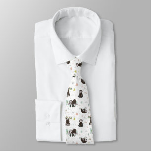 Sleepy Sweet Sloth Pattern Tie