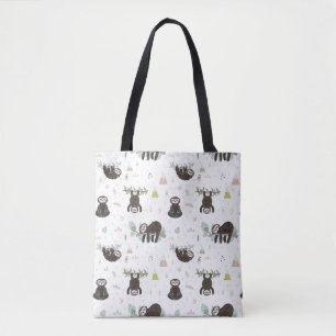 Sleepy Sweet Sloth Pattern Tote Bag