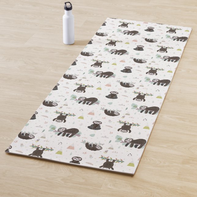Sleepy Sweet Sloth Pattern Yoga Mat (In Situ)