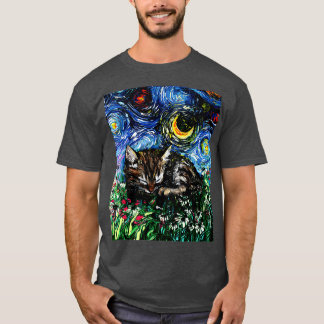 Sleepy Tabby Kitten Night T-Shirt