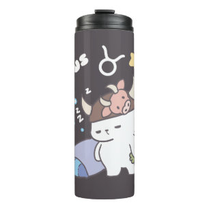 Sleepy Taurus Bunny Pattern - Zodiac Thermal Tumbler