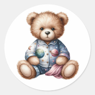 Sleepy Teddy Bear Classic Round Sticker