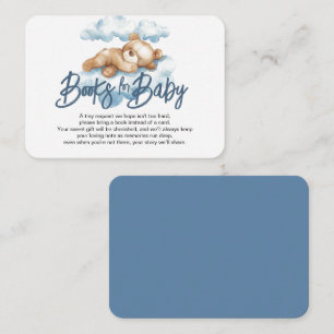 Sleepy Teddy Bear Clouds Books For Baby Shower Enclosure Card