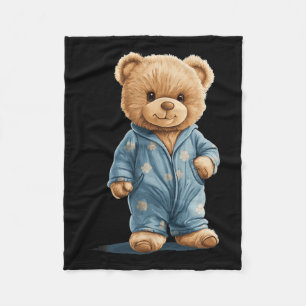Sleepy Teddy Bear In Comfy Pyjamas For Boys And Gi Fleece Blanket