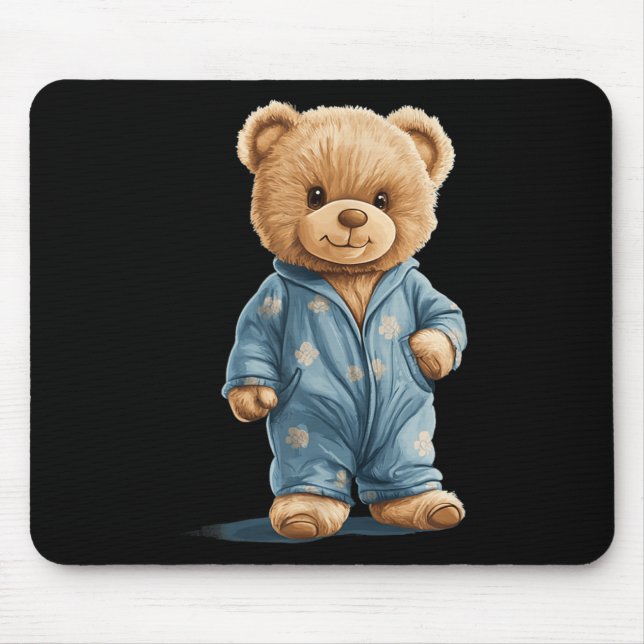 Sleepy Teddy Bear In Comfy Pyjamas For Boys And Gi Mouse Pad (Front)