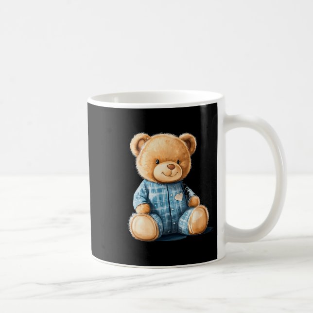 Sleepy Teddy Bear In Cute Pajama Outfit  Coffee Mug (Right)