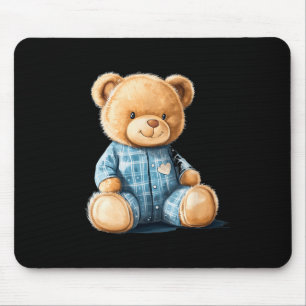 Sleepy Teddy Bear In Cute Pajama Outfit Mouse Pad