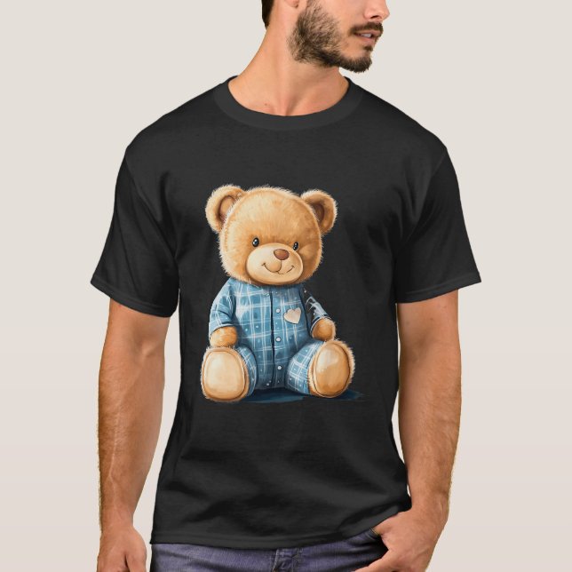 Sleepy Teddy Bear In Cute Pajama Outfit  T-Shirt (Front)