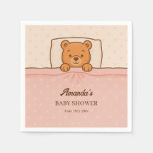 Sleepy Teddy Bear Light Pink Baby Shower