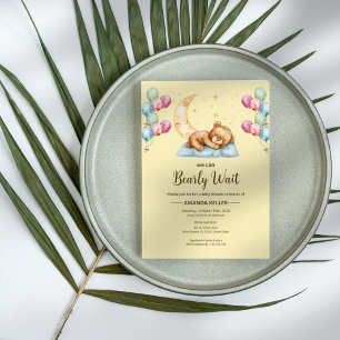Sleepy Teddy Bear Moon Baby Shower Invitation