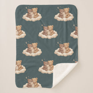 Sleepy Teddy Bears Cloud Baby Blanket