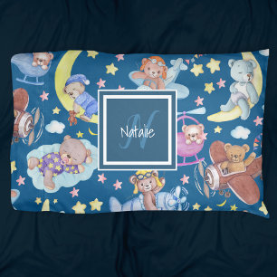 Sleepy Teddy Bears Dreaming of Flying Airplanes Pillowcase
