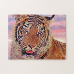 Sleepy Tiger at Sunset, Big Cat  Jigsaw Puzzle
