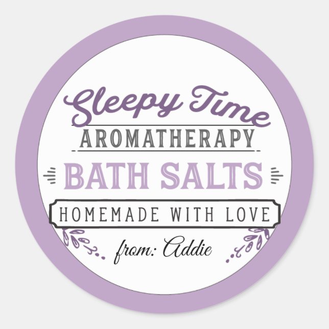 Sleepy Time Bath Salt Labels Custom (Front)