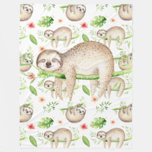 Sleepy Time Sloth Fleece Blanket