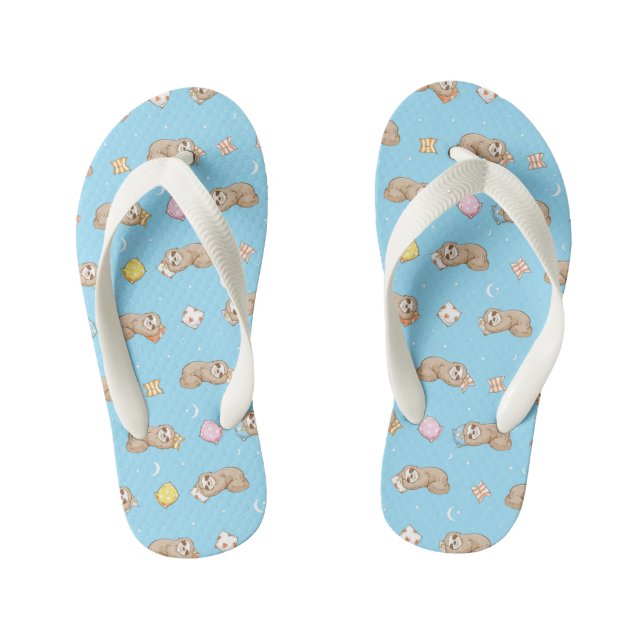 Sleepy Time Sloth Pattern Kid's Thongs (Footbed)