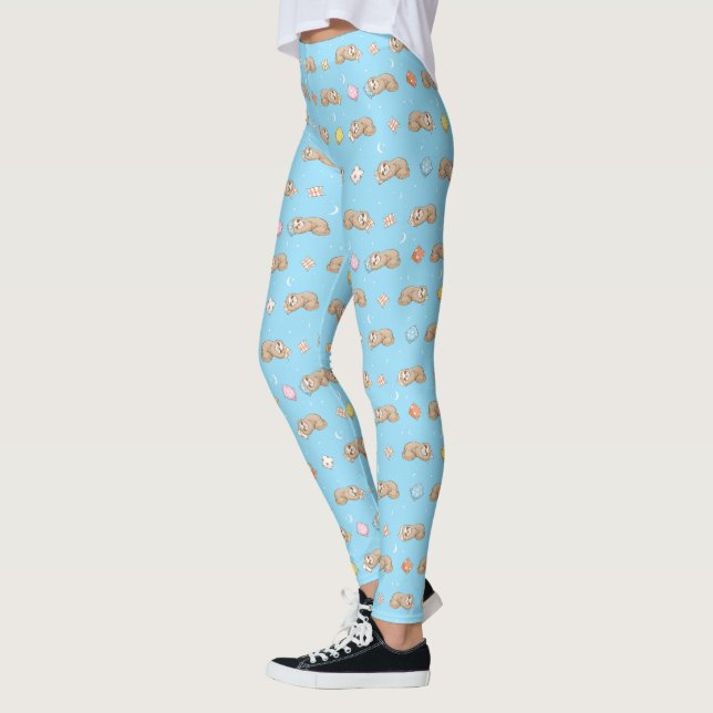 Sleepy Time Sloth Pattern Leggings (Left)