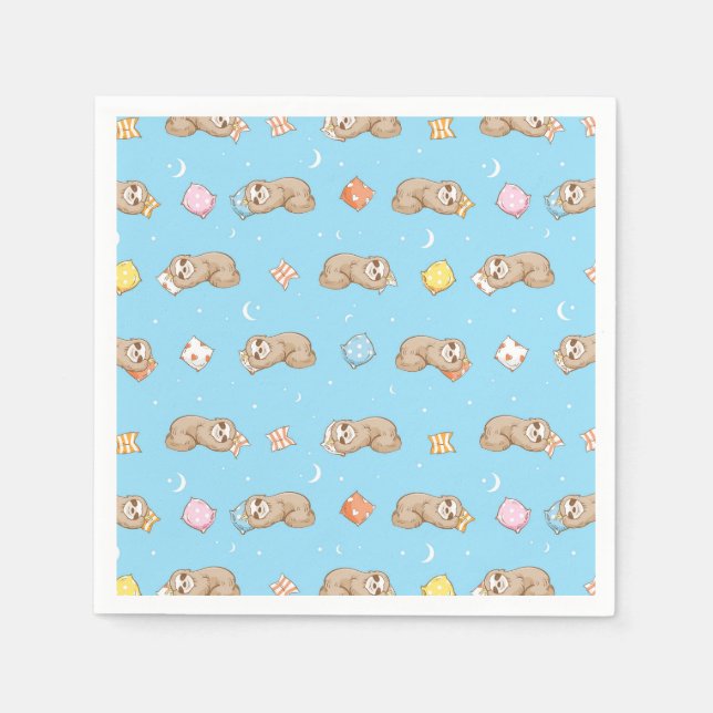 Sleepy Time Sloth Pattern Napkin (Front)