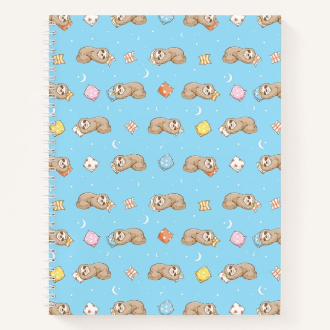 Sleepy Time Sloth Pattern Notebook (Front)