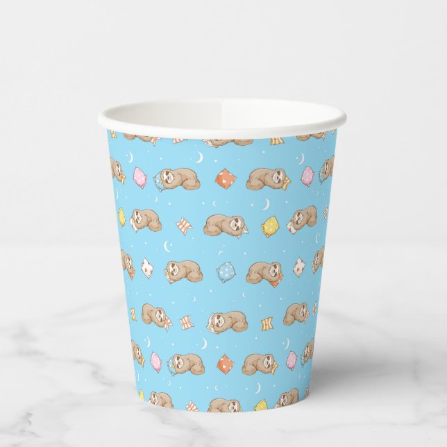 Sleepy Time Sloth Pattern Paper Cups (Left)