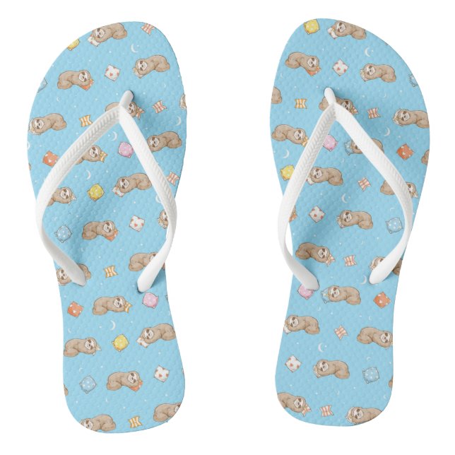 Sleepy Time Sloth Pattern Thongs (Footbed)