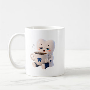 Sleepy Tooth Drinking Coffee Funny Dentist Gift Mug