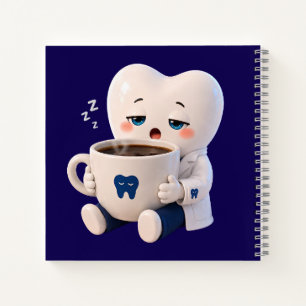 Sleepy Tooth Drinking Coffee Funny Dentist Noteboo Notebook