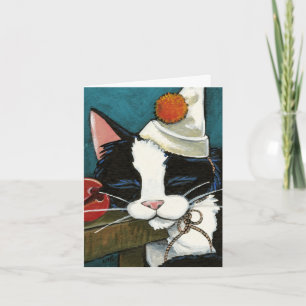 Sleepy Tuxedo Cat Clown Note Card