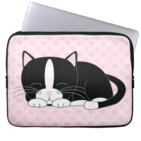 Sleepy Tuxedo Cat {pink}