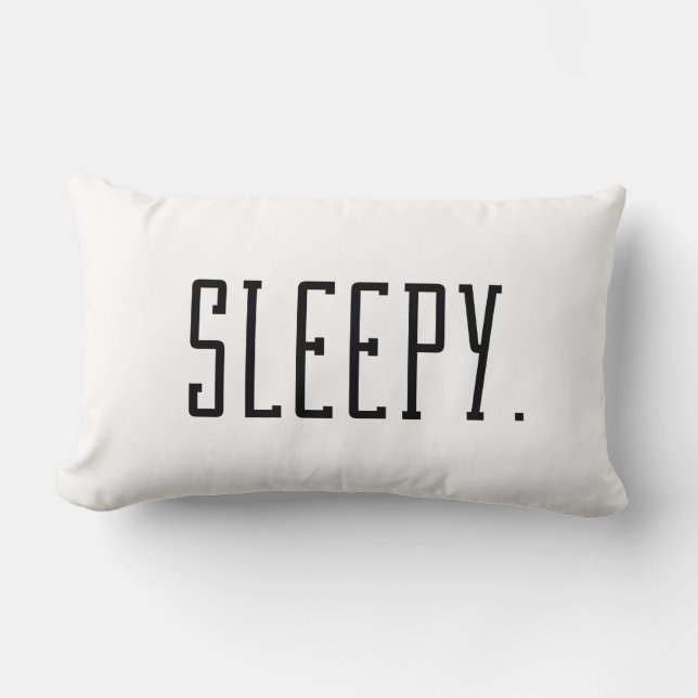 Sleepy. Typography Lumbar Cushion (Front)