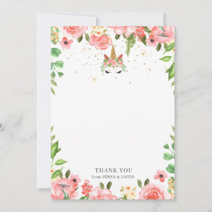 sleepy unicorn floral Baby Shower Thank You Card