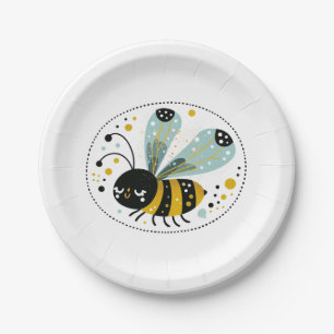 Sleepy Whimsical Bee  Paper Plate