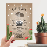 Sleepy Wolf Pup Desert Mountains Baby Shower