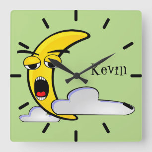 Sleepy Yellow Moon Baby/Kids Clock