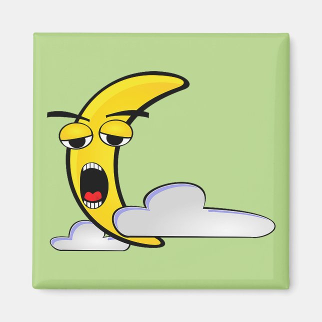 Sleepy Yellow Moon Magnet (Front)
