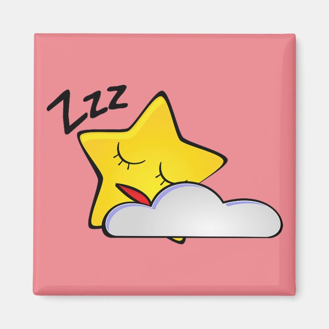 Sleepy Yellow Star Magnet (Front)