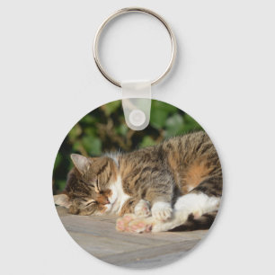 Sleepyhead kitty key ring