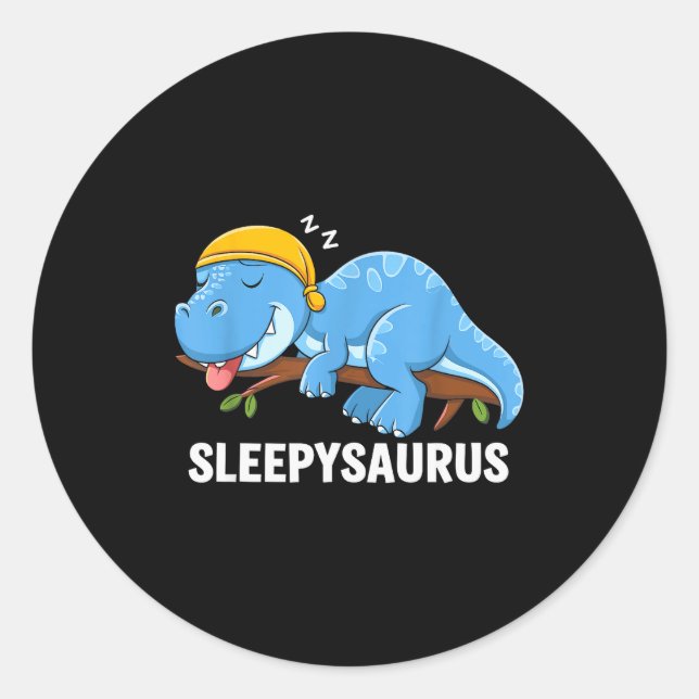 Sleepysaurus Dinosaur Pajama Sleeng  Classic Round Sticker (Front)