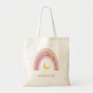 'Sleepytime Rainbow', Girls Cute Boho Pink custom Tote Bag