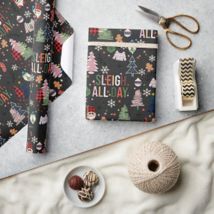 Sleigh All Day Change Background Colour Christmas Wrapping Paper