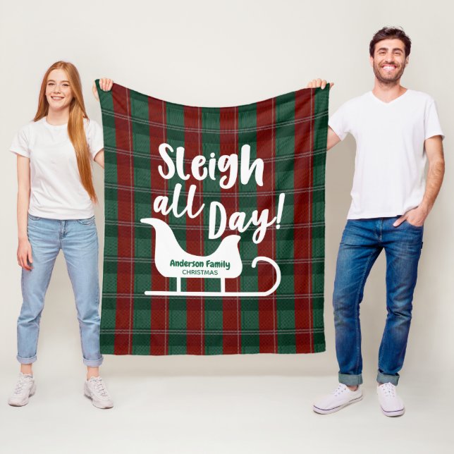 Sleigh all Day Christmas Fleece Blanket (In Situ)