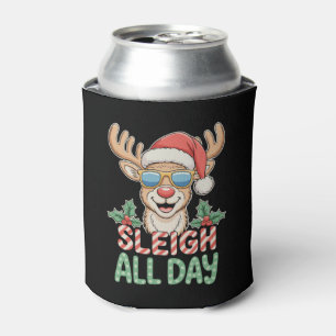 Sleigh All Day Cool Reindeer Sunglasses Christmas Can Cooler