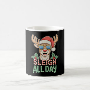 Sleigh All Day Cool Reindeer Sunglasses Christmas Coffee Mug