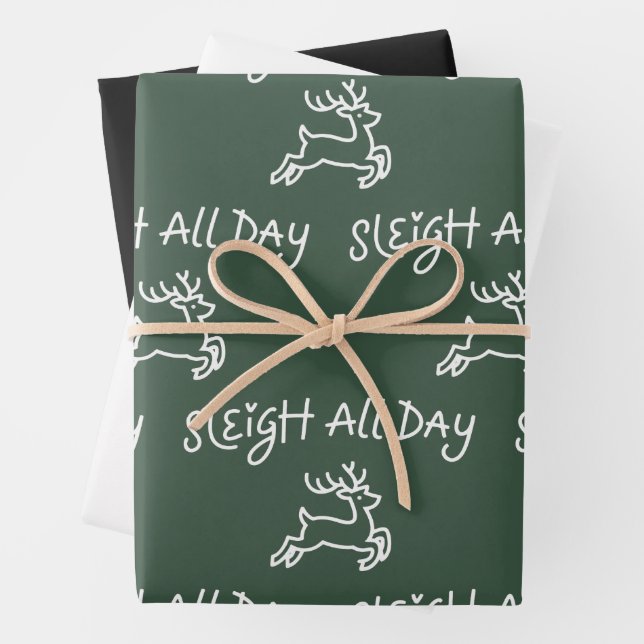 Sleigh All Day Funny Christmas Holiday Party  Wrapping Paper Sheet (In situ)